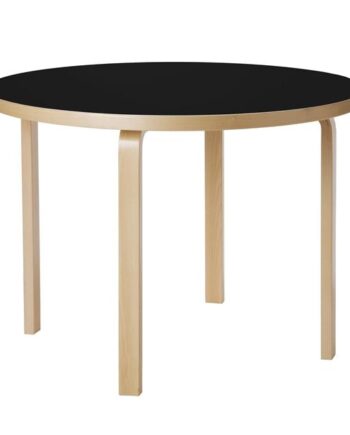 Artek Aalto 90a Rundt Bord Birk Sort Linoleum