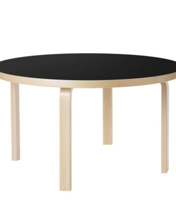 Artek Aalto 90a Rundt Bord 60cm Birk Sort Linoleum