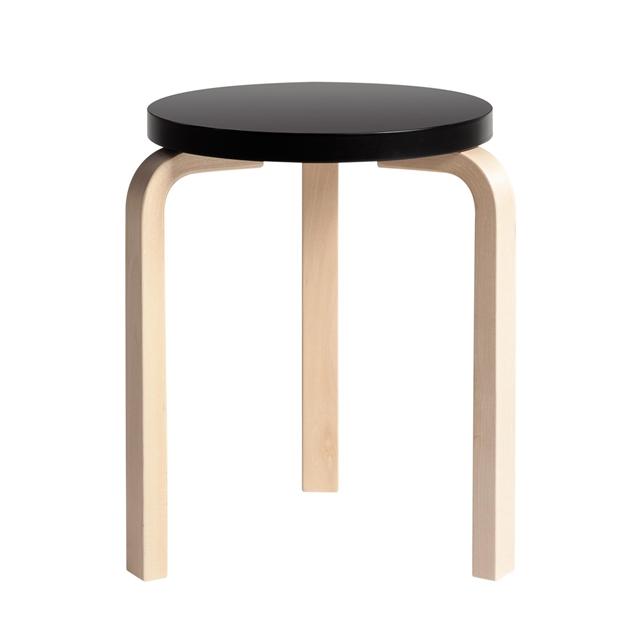 Artek 60 Skammel Birk Sort