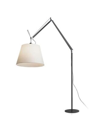 Artemide Tolomeo Mega Gulvlampe Sort Krop 42 Cm Pergament Skærm Med Lysdæmper