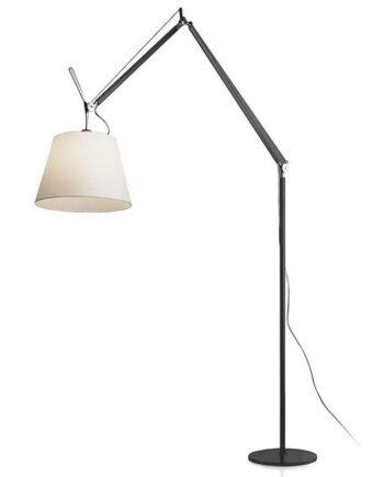 Artemide Tolomeo Mega Gulvlampe Sort Krop 32 Cm Pergament Skærm Med Lysdæmper