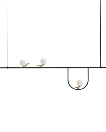 Artemide Yanzi   Pendel Hvid Børstet Messing Sort