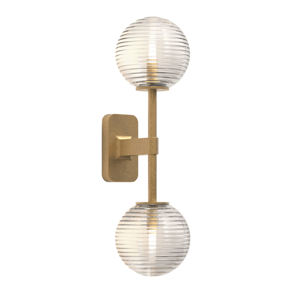 Astro Tacoma Twin Væglampe Antik Messing Rillet Skærm Transparent