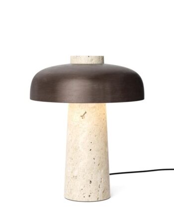 Audo Reverse Bordlampe Travertin   Bruneret Messing