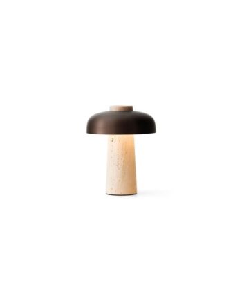 Audo Reverse Transportabel Lampe Sand Travertin Bruneret Aluminium