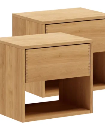 50 Cm   50 Cm Naturolieret Just Wood Snedker Sengebord Sæt     Skuffe