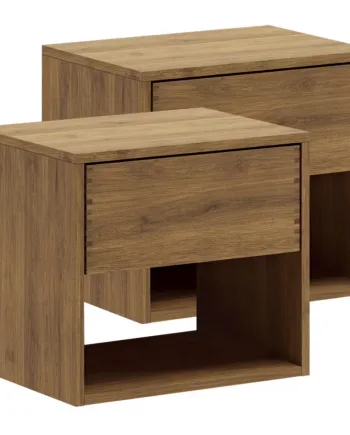 50 Cm   50 Cm Mørkolieret Just Wood Snedker Sengebord Sæt     Skuffe