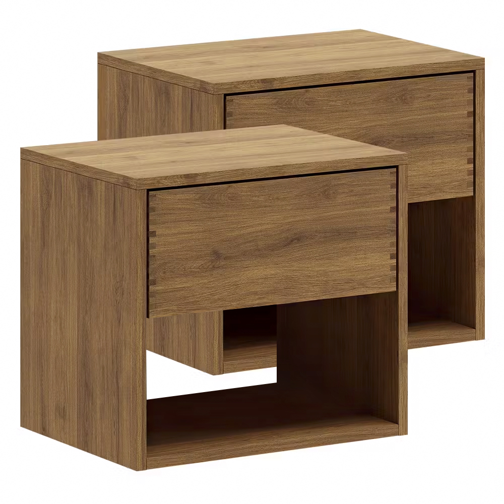 50 Cm 50 Cm Mørkolieret Just Wood Snedker Sengebord Sæt Skuffe