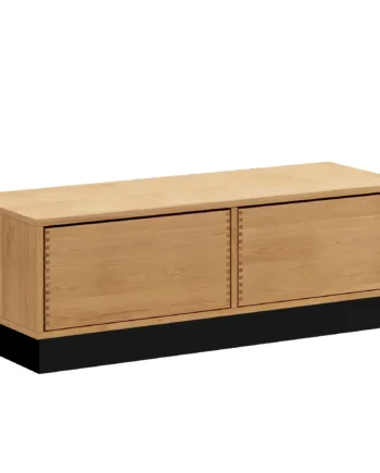 125   Cm Naturolieret Just Wood Push Snedker Bænk Inkl    Skuffer 40 Cm Dybde Og Sort Sokkel