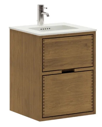 43   Cm Mørkolieret Just Wood Badmøbel Med   Skuffer Og Solid Surface Bordplade