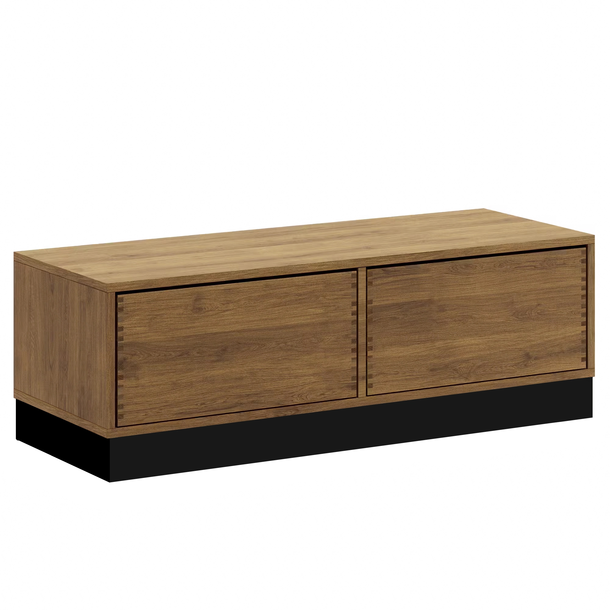 125 Cm Mørkolieret Just Wood Push Snedker Bænk Inkl Skuffer 40 Cm Dybde Og Sort Sokkel