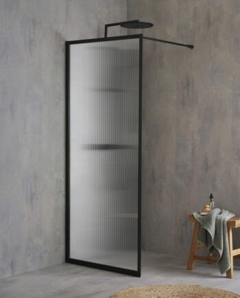 Fast Væg    Sort Ramme Og Riflet Glas 125 Cm
