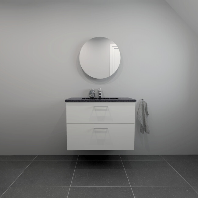 Kitchn Badsæt :82 Cm Sort Granitex Vaskvælg Mellem Flere Fronter