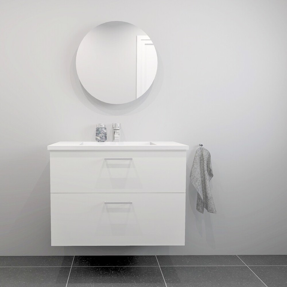 Kitchn Badsæt 82 Cm Hvid Marmorvask
