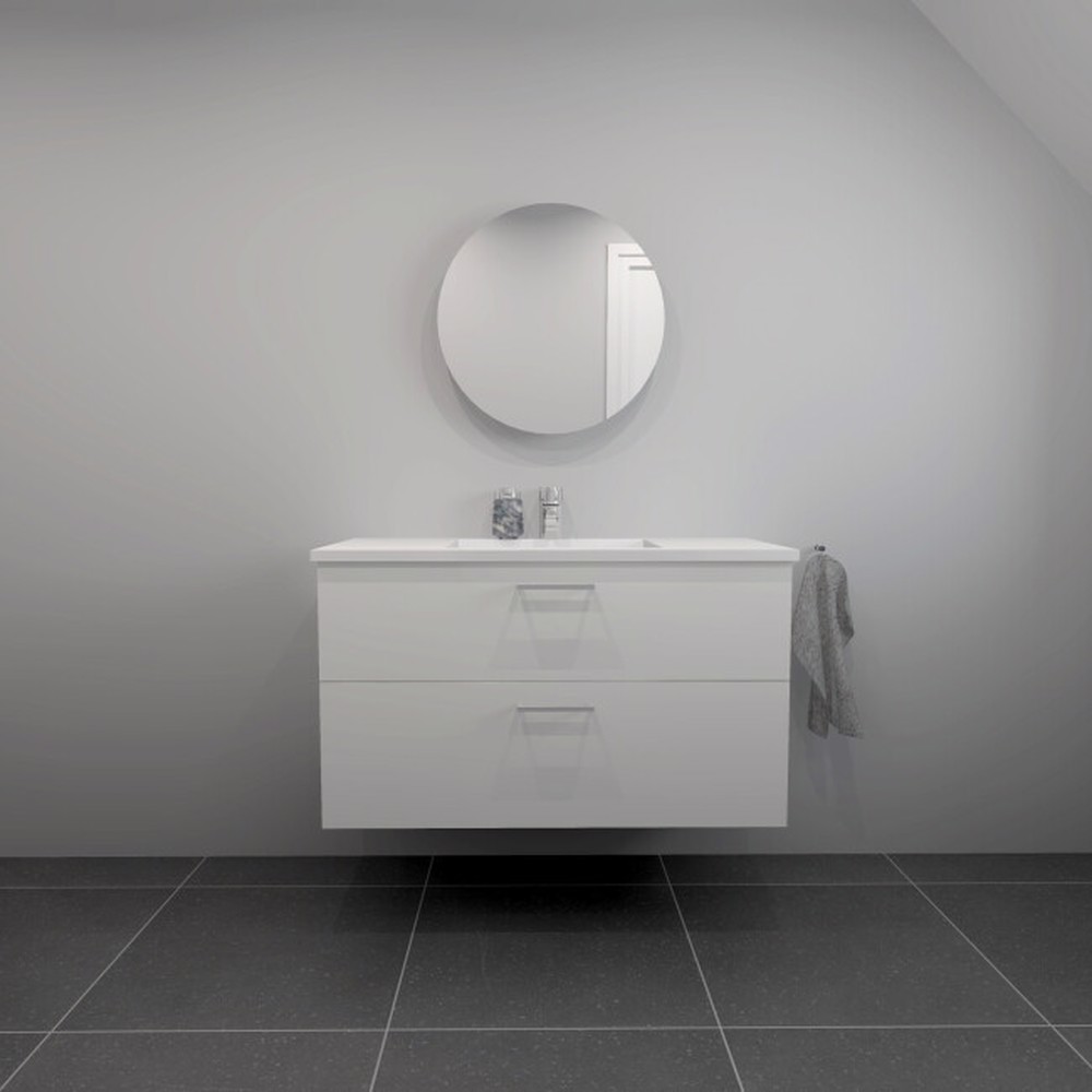 Kitchn Badsæt 102 Cm Hvid Marmorvask