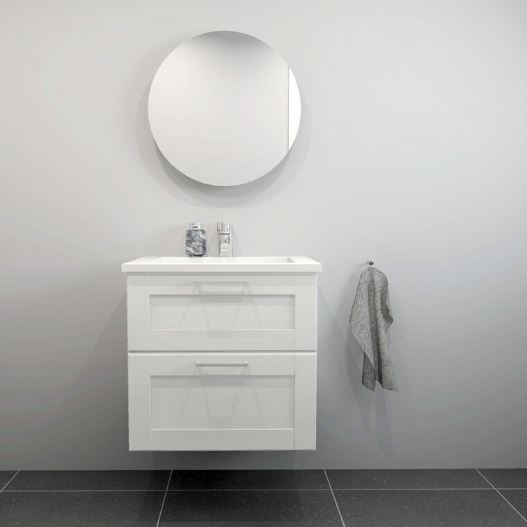Kitchn Badsæt 62 Cm Hvid Marmorvask