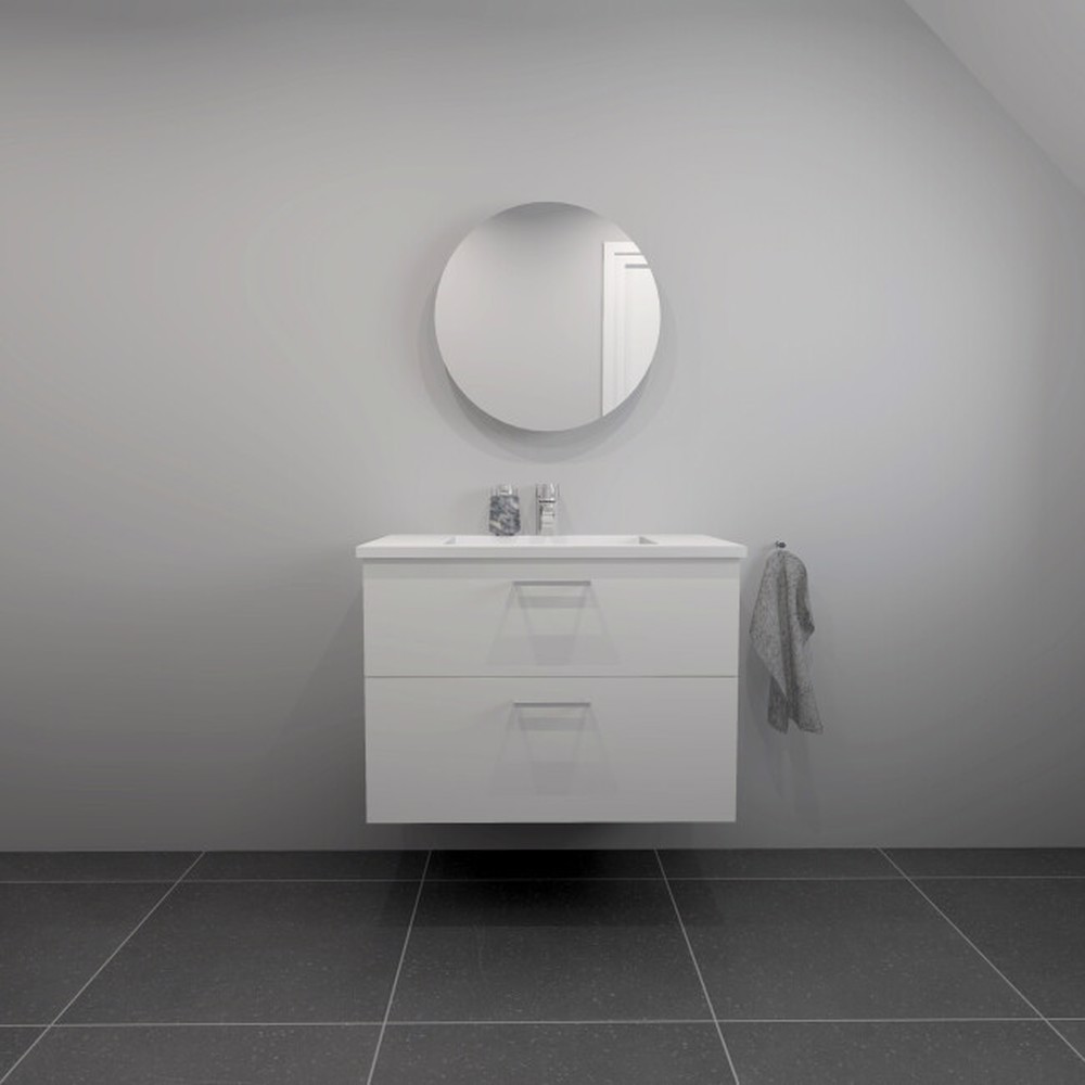 Kitchn Badsæt 82 Cm Hvid Marmorvask