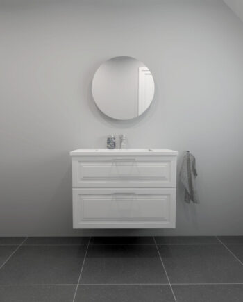 Kitchn Badsæt 82 Cm Hvid Marmorvask