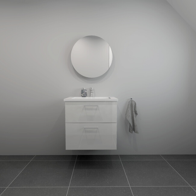 Kitchn Badsæt 62 Cm Hvid Marmorvask