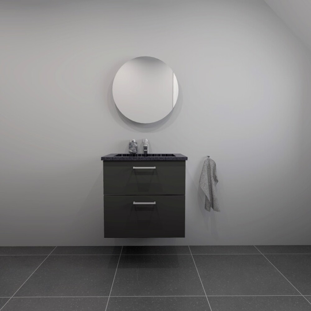 Kitchn Badsæt 62 Cm Sort Granitex Vask
