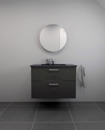 Kitchn Badsæt 82 Cm Sort Granitex Vask