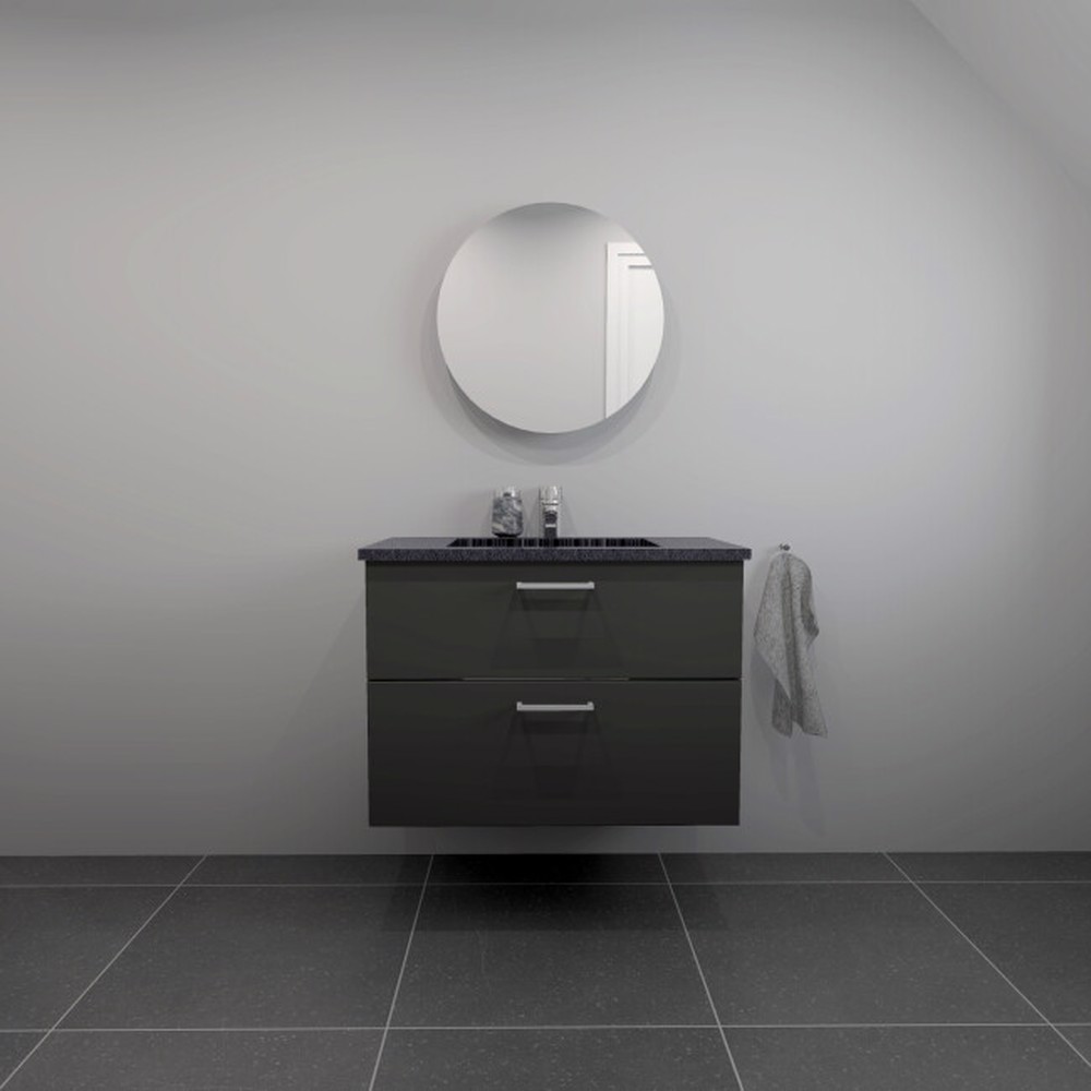 Kitchn Badsæt 82 Cm Sort Granitex Vask