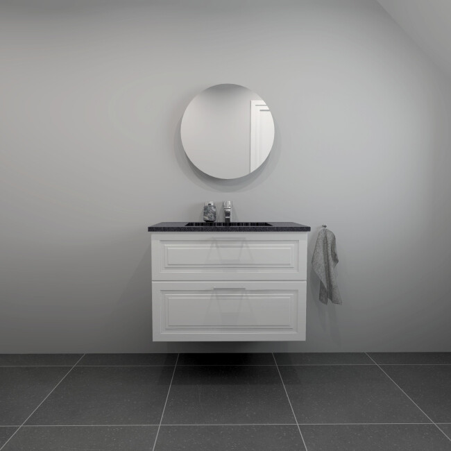 Kitchn Badsæt 82 Cm Sort Granitex Vask
