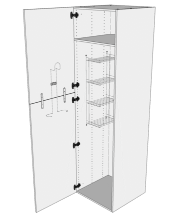 Multi-living Køkken Ekstra Højt Kosteskab    Wien  : 214   Cm  : 60   Cm Inklusiv   Hylde    Trådreol    Slangeholder Bredde: 60 Cm