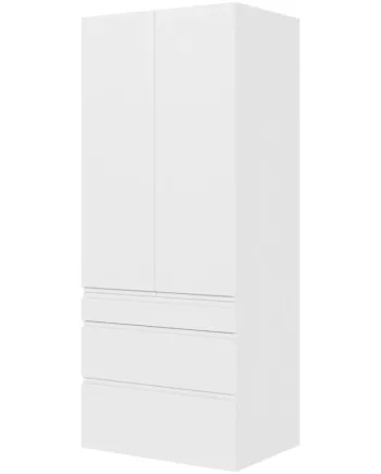 Multi-living Køkken Garderobeskab   Hvid Grebsfri  : 195   Cm  : 60   Cm   Låger Og   Skuffer Fuldudtræk Softclose Bredde: 80 Cm