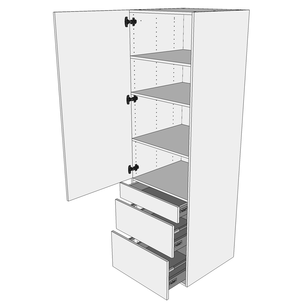 Multi-living Køkken Garderobeskab Wien : 195 Cm : 60 Cm Låger Og Skuffer Fuldudtræk Softclose Bredde: 80 Cm