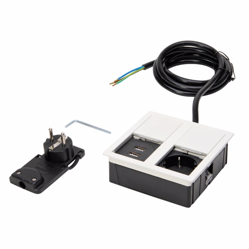 Versahit Dual Skjult Modul Med   Stk  Alm  Strømstik     Stk Usb
