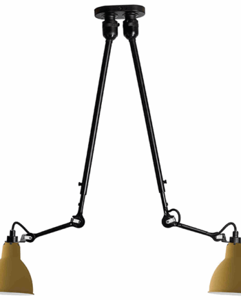 Lampe Gras N302 Loftlampe Double Mat Sort   Mat Gul