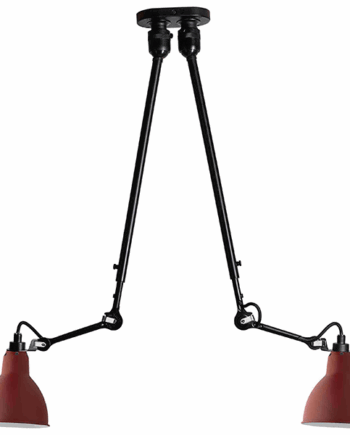 Lampe Gras N302 Loftlampe Double Mat Sort   Mat Rød