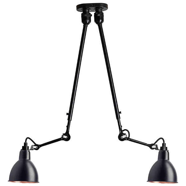 Lampe Gras N302 Loftlampe Double Mat Sort Mat Sort Kobber