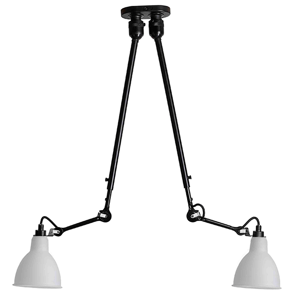 Lampe Gras N302 Loftlampe Double Mat Sort Opal Polykarbonat