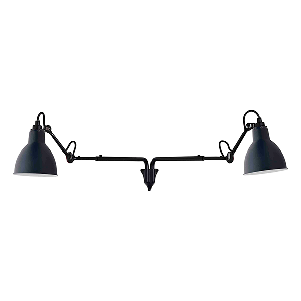 Lampe Gras N203 Væglampe Double Mat Sort Mat Blå