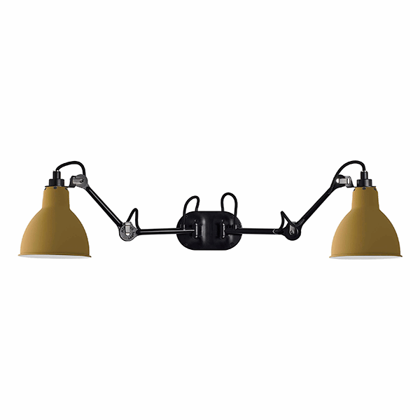 Lampe Gras N204 Væglampe Double Mat Sort Mat Gul