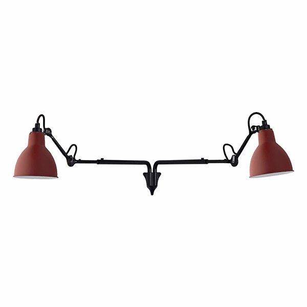 Lampe Gras N203 Væglampe Double Mat Sort Mat Rød