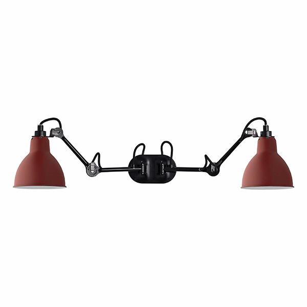 Lampe Gras N204 Væglampe Double Mat Sort Mat Rød
