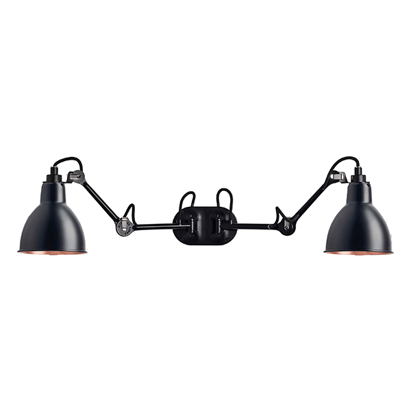 Lampe Gras N204 Væglampe Double Mat Sort Mat Sort Kobber