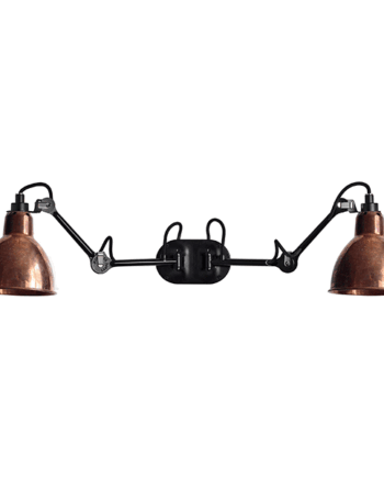 Lampe Gras N204 Væglampe Double Mat Sort   Rå Kobber