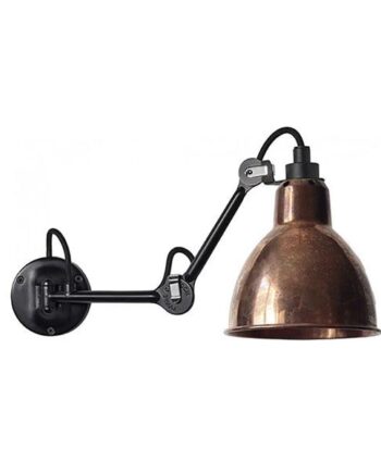 Lampe Gras N204 Væglampe Mat Sort   Rå Kobber