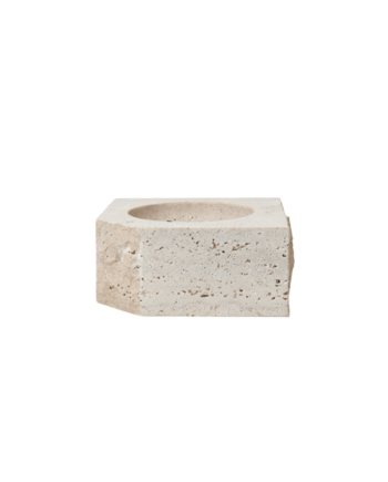 Louise Roe Gallery Object Stone Lysestage Lav Beige Travertin