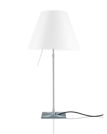 Luceplan Costanza Bordlampe Aluminium Med Hvid Skærm