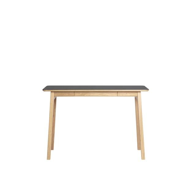 Magnus Olesen Freya Skrivebord Massiv Eg Lakeret Sort Linoleum 4023 Forbo