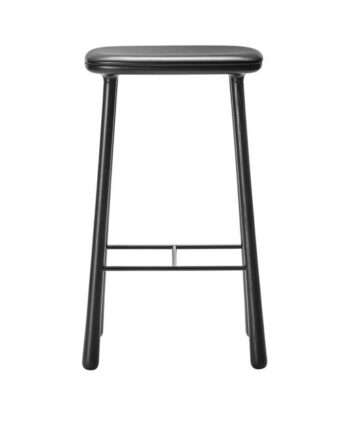 Møbel Copenhagen Cuba Barstol 77 Cm Sortlakeret Eg Sort Læder