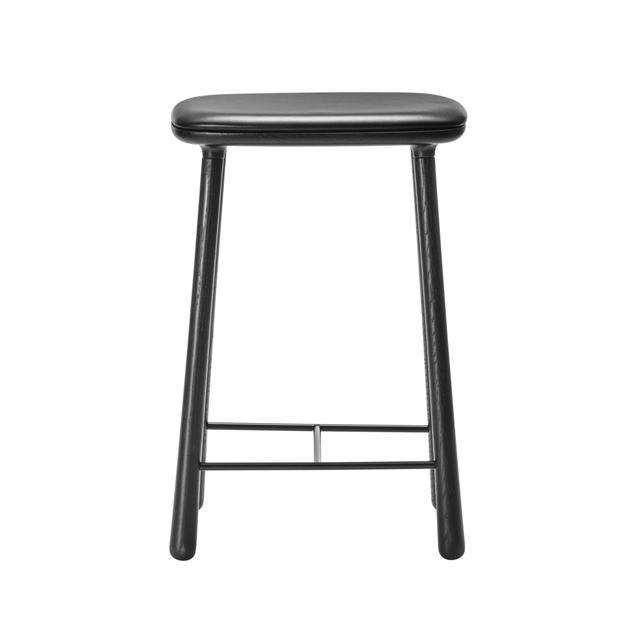 Møbel Copenhagen Cuba Barstol 66 Cm Sortlakeret Eg Sort Læder
