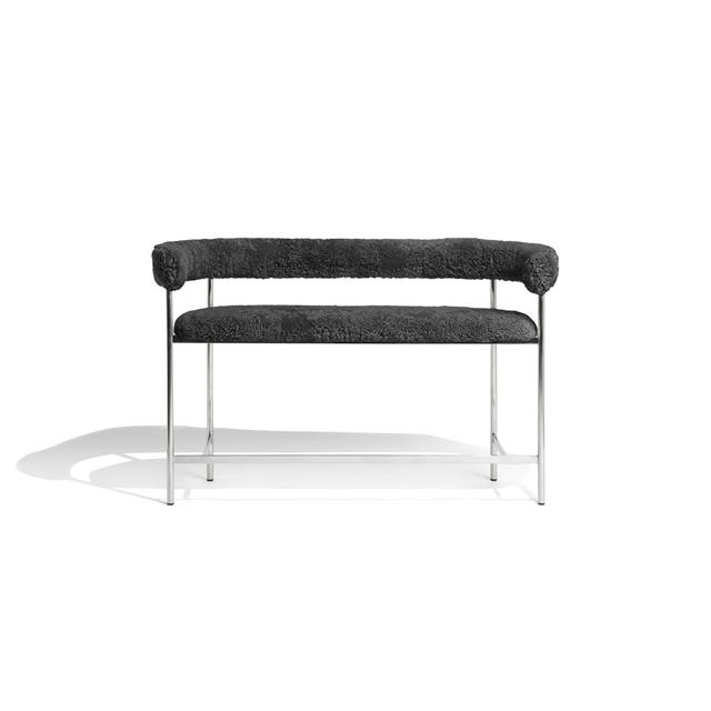 Møbel Copenhagen Font Bar Sofa 65 Cm Sheepskin Grå Poleret Stål Stel