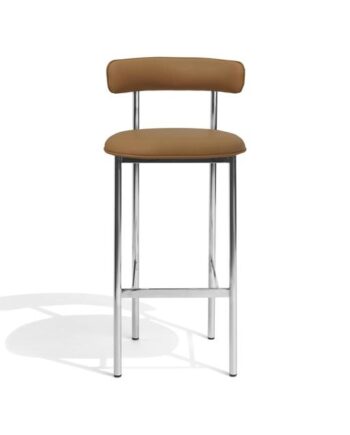 Møbel Copenhagen Font Barstol 65 Cm Dunes Cognac Læder Poleret Stål Stel
