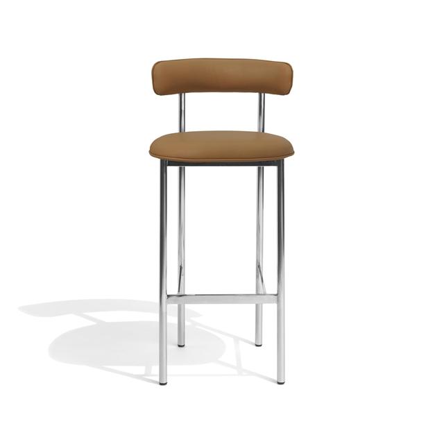 Møbel Copenhagen Font Barstol 65 Cm Dunes Cognac Læder Poleret Stål Stel